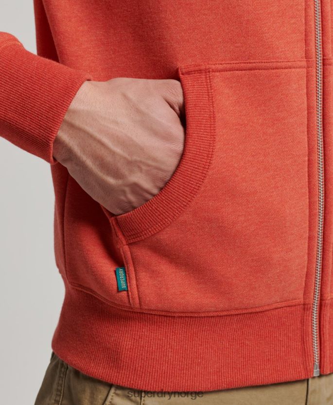 Superdry oransje klær 86P46D675 vintage logo brodert hettegenser med glidelås menn