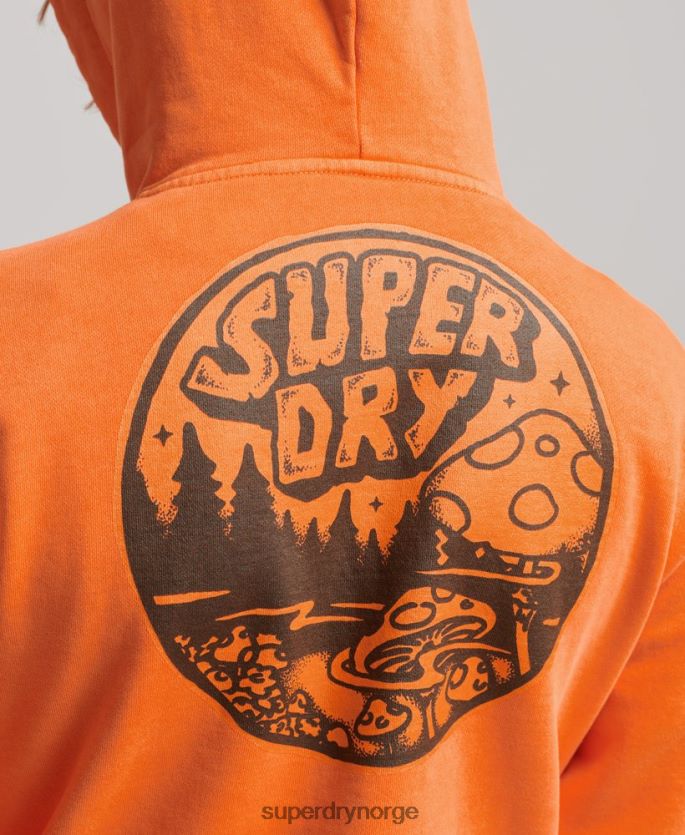 Superdry oransje klær 86P46D707 inn i skogen grafisk hettegenser menn
