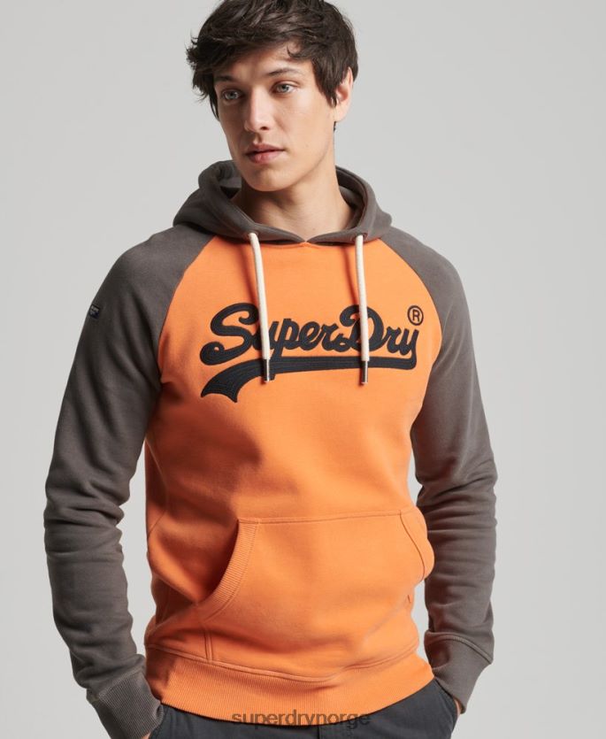 Superdry oransje klær 86P46D832 vintage logo amerikansk klassiker raglan hettegenser menn