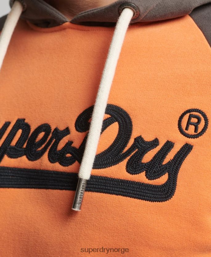 Superdry oransje klær 86P46D832 vintage logo amerikansk klassiker raglan hettegenser menn