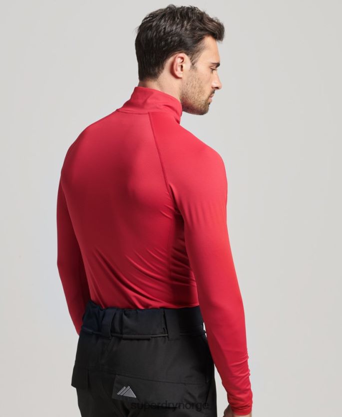 Superdry rød klær 86P46D1384 halv glidelås baselag topp menn