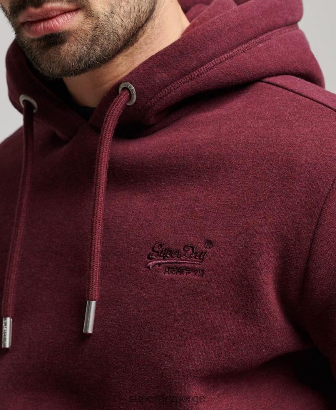 Superdry rød klær 86P46D455 vintage logo brodert hettegenser menn