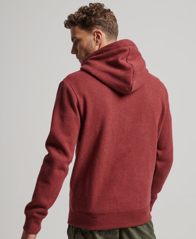 Superdry rød klær 86P46D469 vintage logo brodert hettegenser med glidelås menn