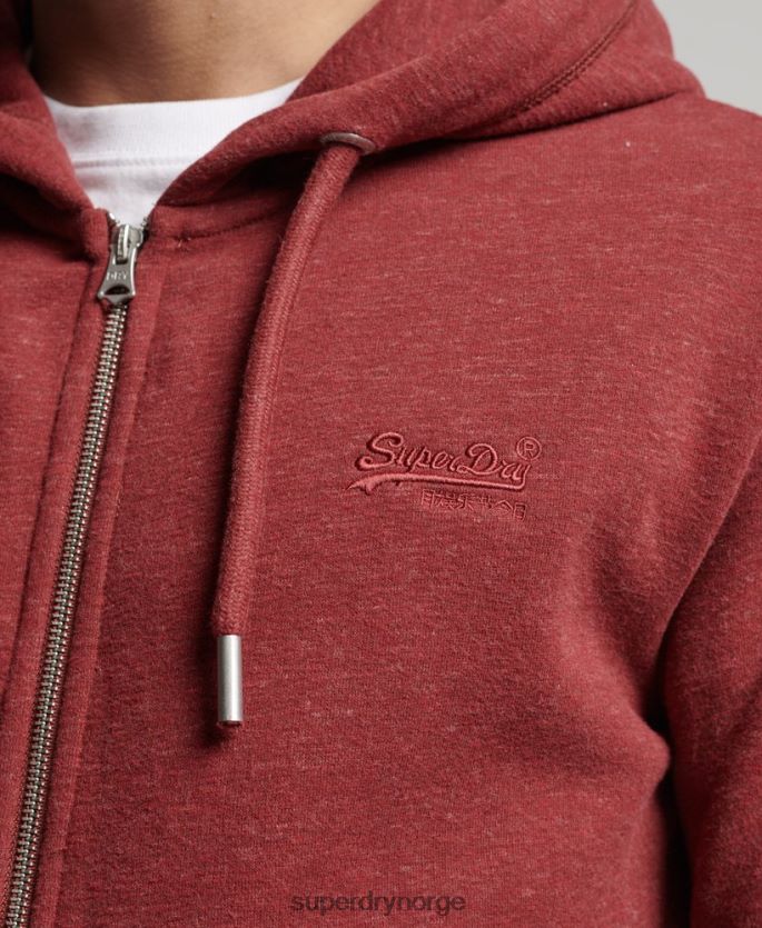 Superdry rød klær 86P46D469 vintage logo brodert hettegenser med glidelås menn