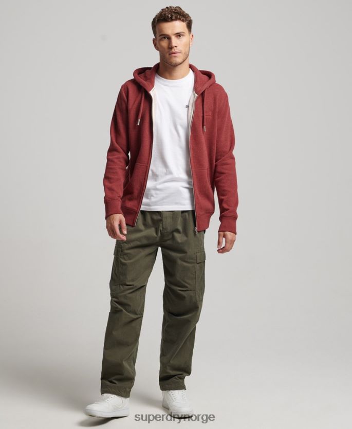 Superdry rød klær 86P46D469 vintage logo brodert hettegenser med glidelås menn