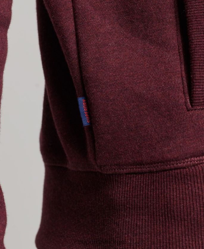 Superdry rød klær 86P46D4989 organisk bomull vintage logo glidelås spor topp menn