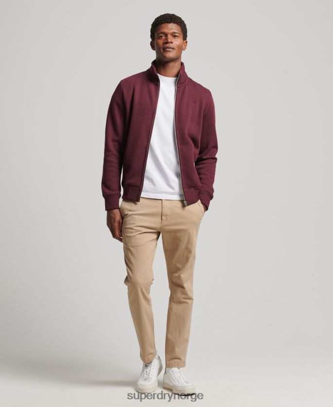 Superdry rød klær 86P46D4989 organisk bomull vintage logo glidelås spor topp menn