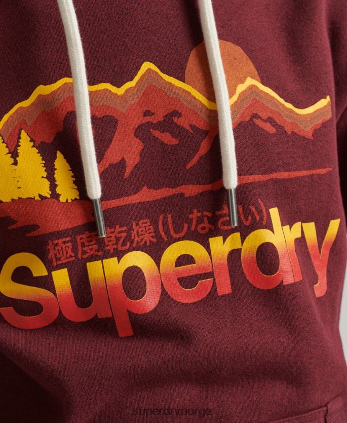 Superdry rød klær 86P46D5009 vintage kjernelogo flott utendørs hettegenser menn