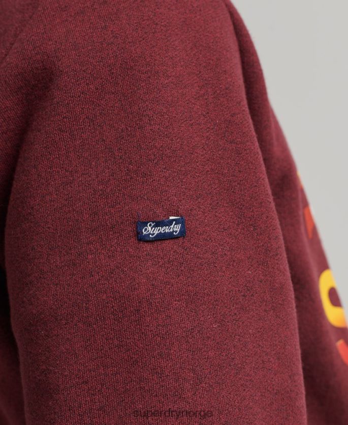 Superdry rød klær 86P46D5009 vintage kjernelogo flott utendørs hettegenser menn