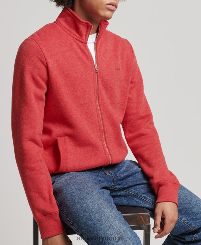 Superdry rød klær 86P46D5022 organisk bomull vintage logo glidelås spor topp menn
