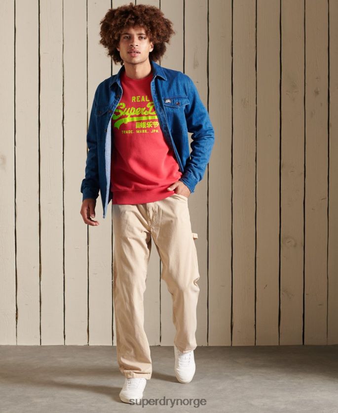 Superdry rød klær 86P46D5029 vintage logo amerikansk klassisk sweatshirt menn