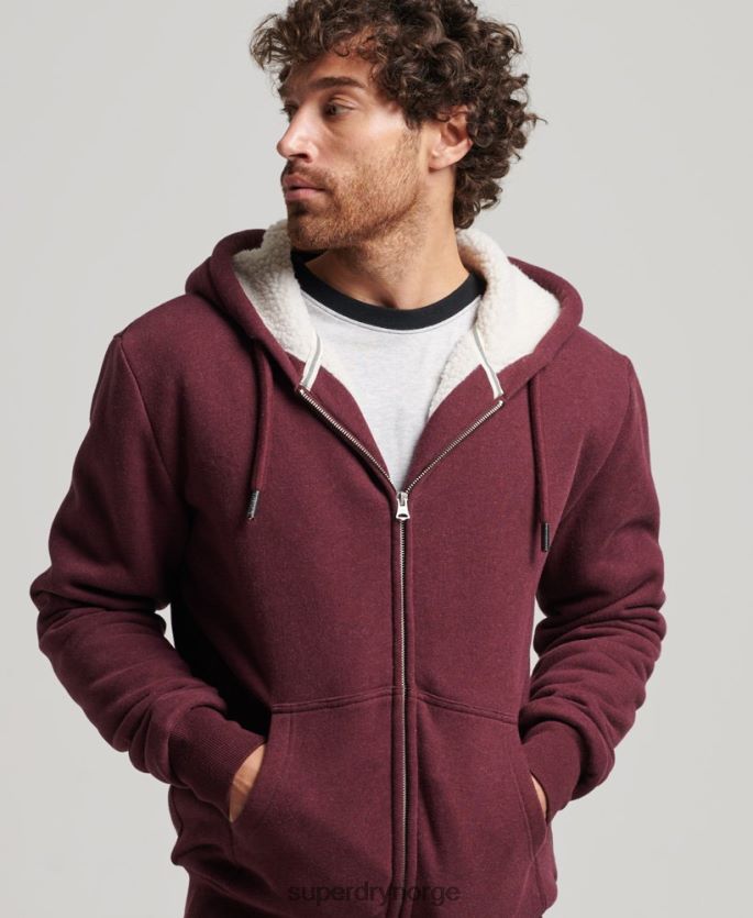 Superdry rød klær 86P46D5032 essensiell borg-fôret hettegenser med glidelås menn