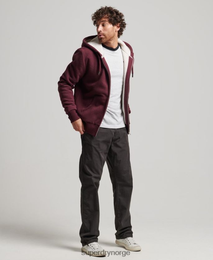 Superdry rød klær 86P46D5032 essensiell borg-fôret hettegenser med glidelås menn