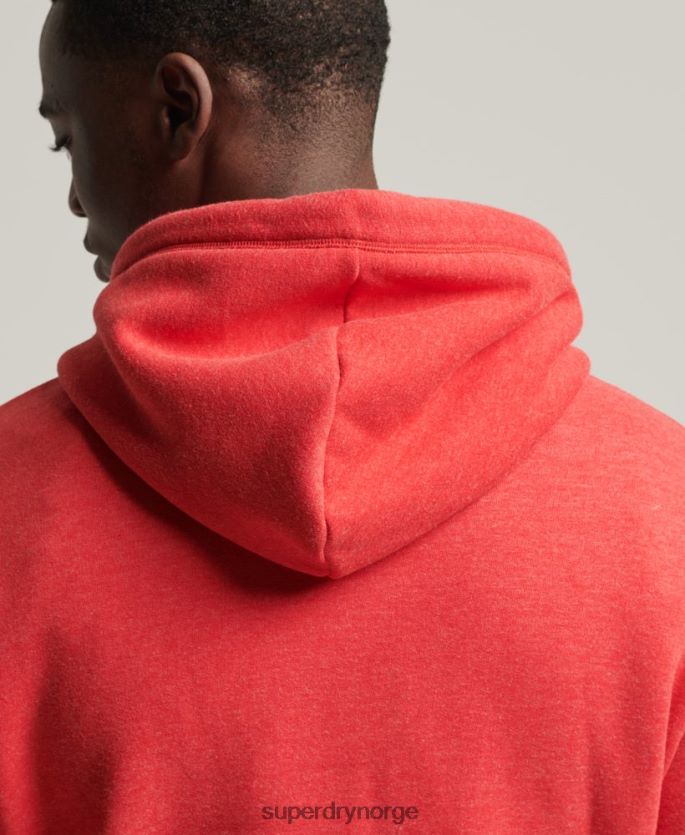 Superdry rød klær 86P46D5070 vintage logobrodert hettegenser i økologisk bomull menn