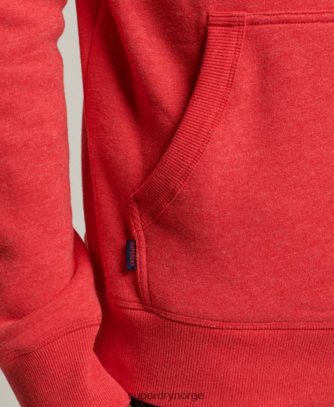 Superdry rød klær 86P46D5070 vintage logobrodert hettegenser i økologisk bomull menn