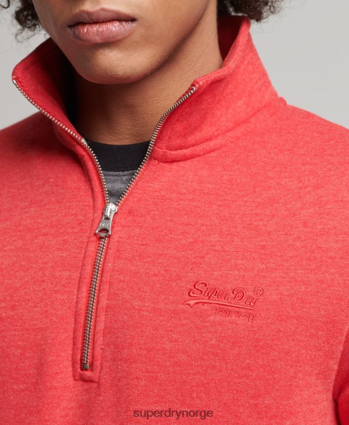 Superdry rød klær 86P46D5071 Henley sweatshirt med vintage logo i økologisk bomull menn