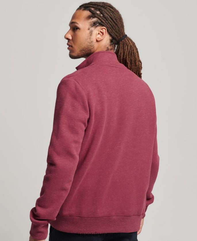 Superdry rød klær 86P46D5112 organisk bomull vintage logo glidelås spor topp menn