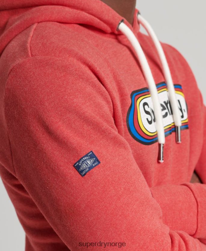 Superdry rød klær 86P46D5117 vintage kjernelogo sesong hettegenser menn