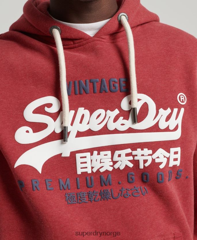 Superdry rød klær 86P46D5156 klassisk hettegenser med vintage logo menn