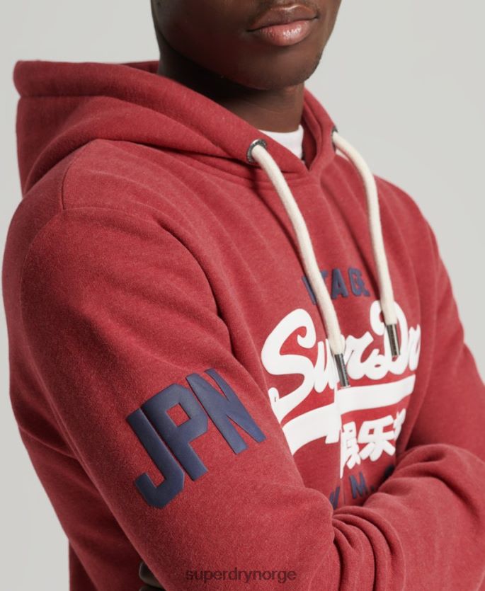 Superdry rød klær 86P46D5156 klassisk hettegenser med vintage logo menn
