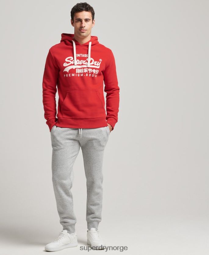 Superdry rød klær 86P46D5162 vintage hettegenser med logo og arv menn