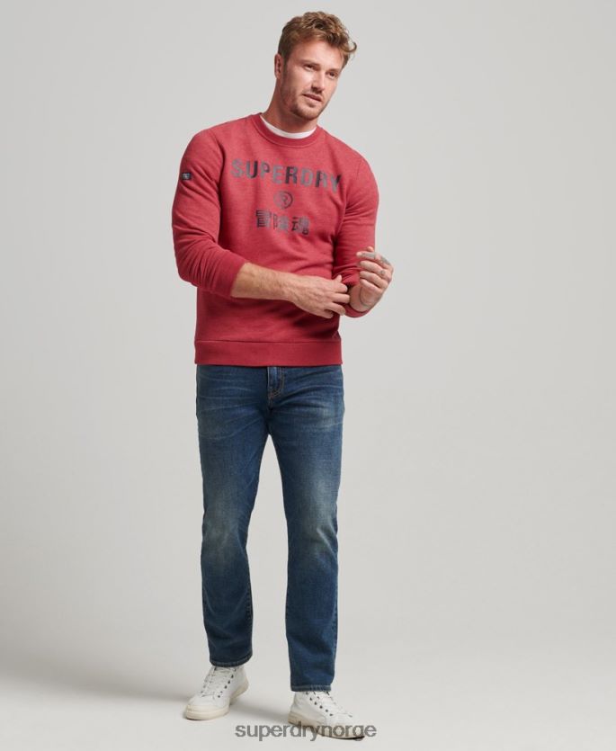 Superdry rød klær 86P46D5188 bedriftslogo marl crew sweatshirt menn