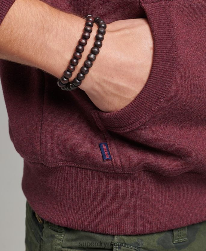 Superdry rød klær 86P46D522 essensiell logo-hettegenser i økologisk bomull menn