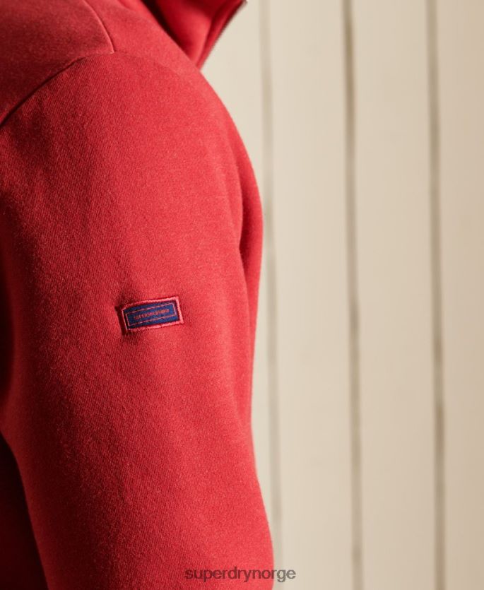 Superdry rød klær 86P46D5231 vintage logo brodert henley sweatshirt med glidelås menn