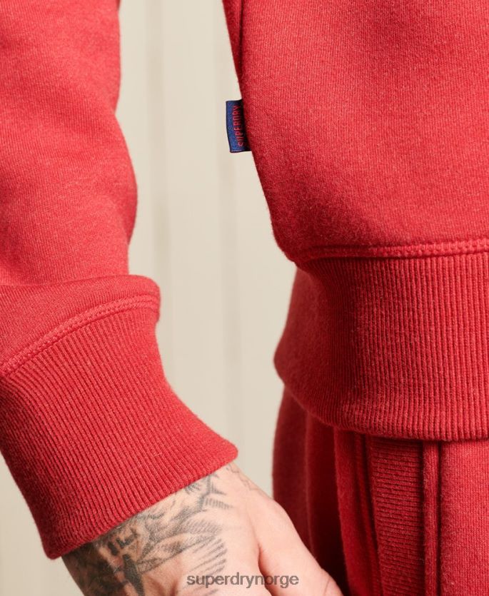 Superdry rød klær 86P46D5231 vintage logo brodert henley sweatshirt med glidelås menn