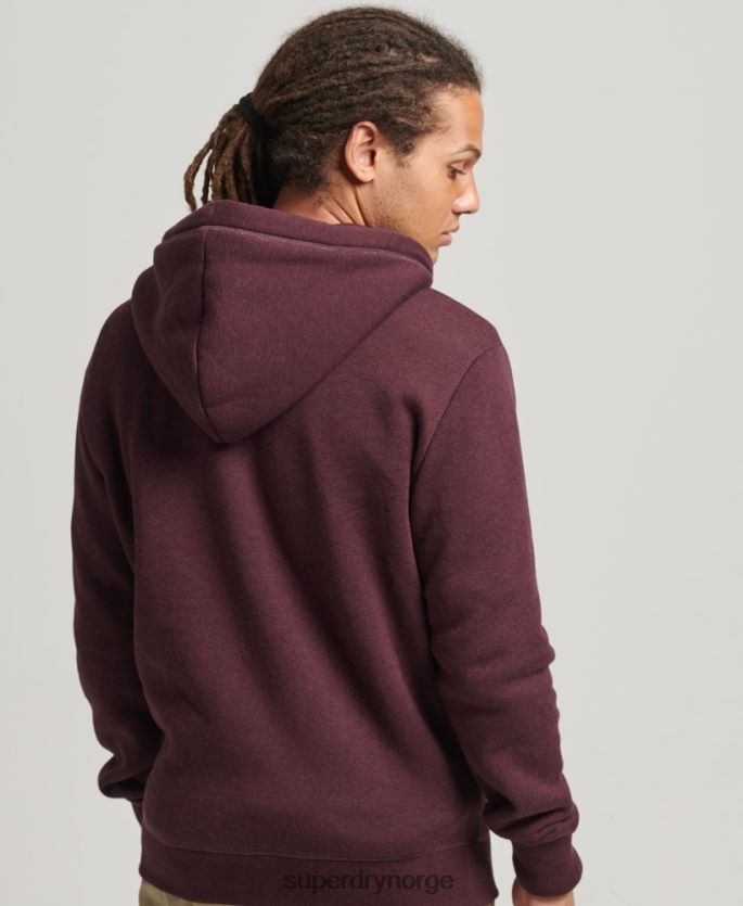 Superdry rød klær 86P46D551 vintage logobrodert hettegenser med glidelås i økologisk bomull menn