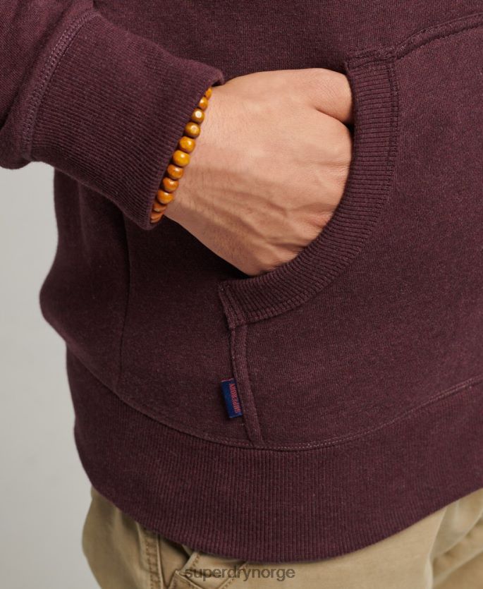 Superdry rød klær 86P46D551 vintage logobrodert hettegenser med glidelås i økologisk bomull menn