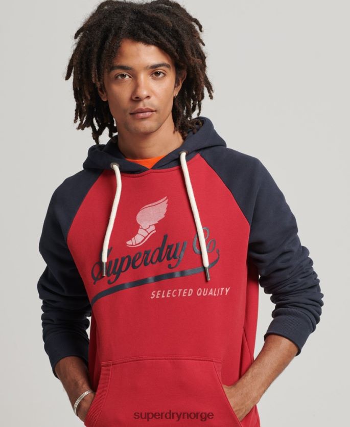 Superdry rød klær 86P46D582 vintage achilles raglan hettegenser menn