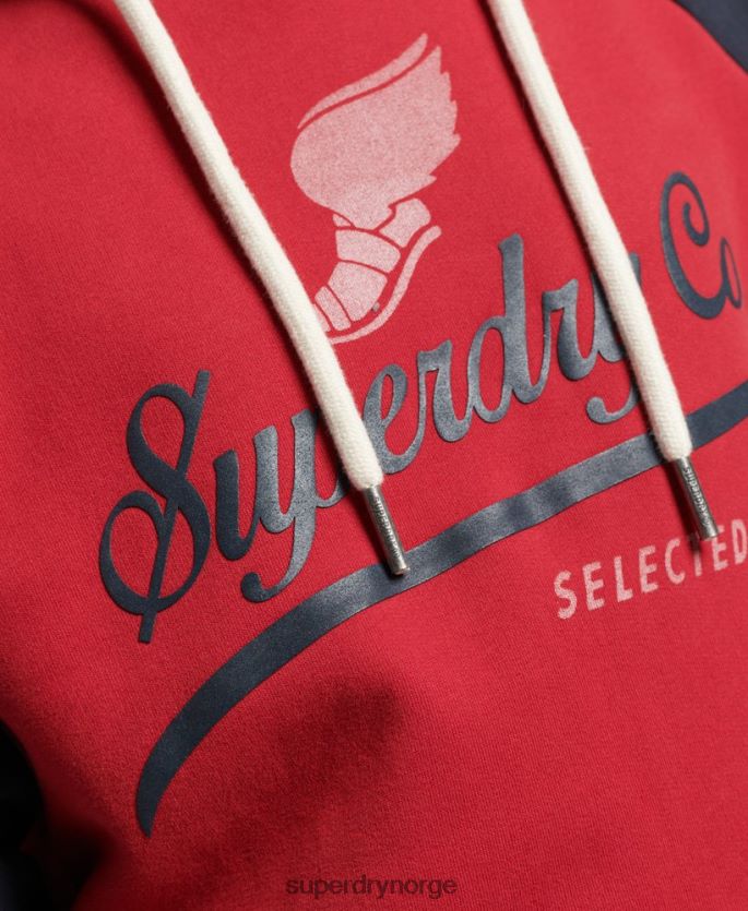 Superdry rød klær 86P46D582 vintage achilles raglan hettegenser menn