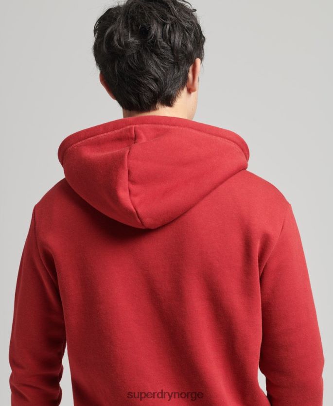 Superdry rød klær 86P46D628 vintage logobrodert hettegenser med glidelås i økologisk bomull menn