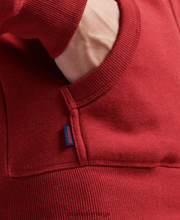 Superdry rød klær 86P46D628 vintage logobrodert hettegenser med glidelås i økologisk bomull menn