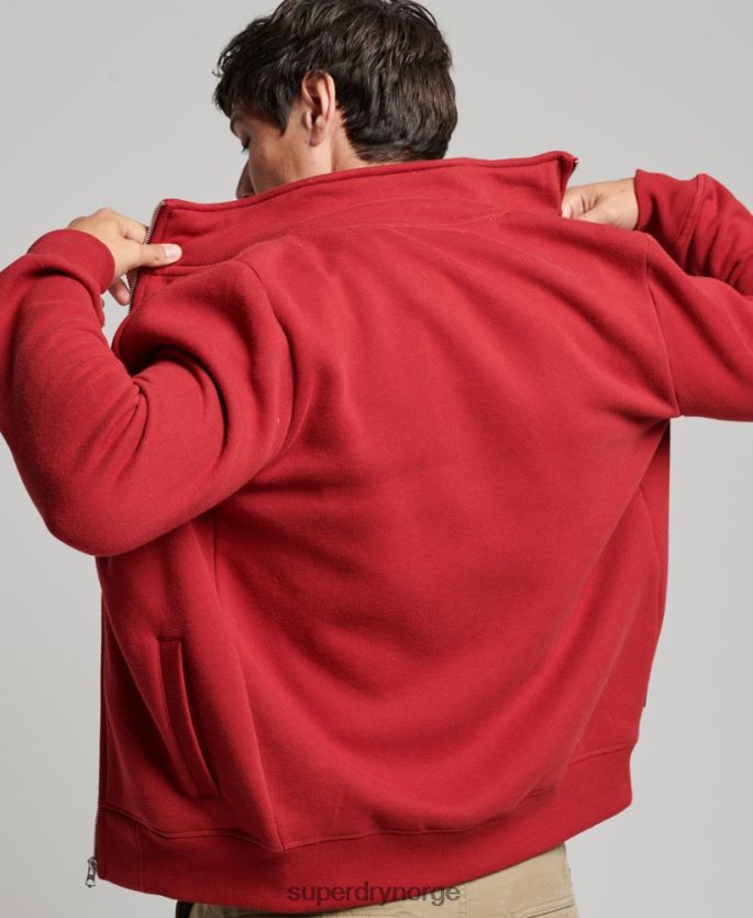 Superdry rød klær 86P46D632 topp med brodert glidelås med vintage logo menn