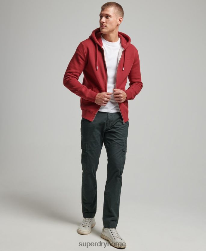 Superdry rød klær 86P46D698 vintage logo brodert hettegenser med glidelås menn