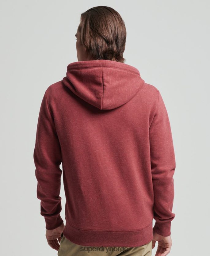 Superdry rød klær 86P46D712 vintage hettegenser med glidelås i økologisk bomull menn
