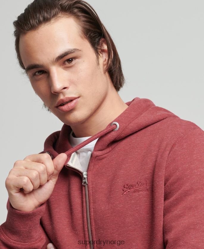 Superdry rød klær 86P46D712 vintage hettegenser med glidelås i økologisk bomull menn