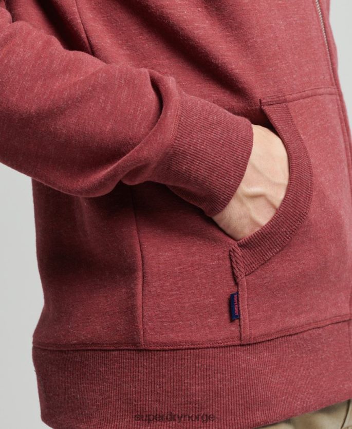 Superdry rød klær 86P46D712 vintage hettegenser med glidelås i økologisk bomull menn