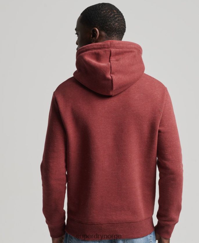 Superdry rød klær 86P46D743 vintage logobrodert hettegenser i økologisk bomull menn