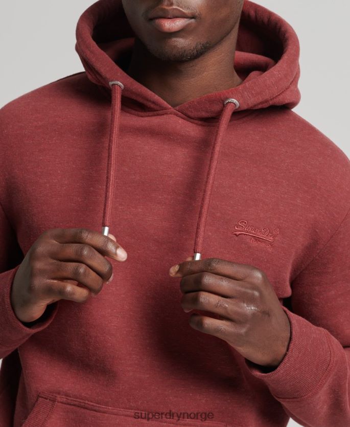Superdry rød klær 86P46D743 vintage logobrodert hettegenser i økologisk bomull menn
