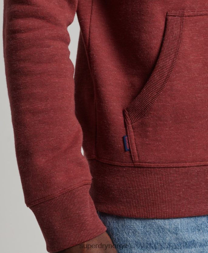 Superdry rød klær 86P46D743 vintage logobrodert hettegenser i økologisk bomull menn