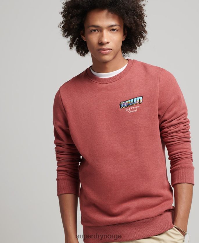 Superdry rød klær 86P46D758 reise postkort grafisk sweatshirt menn