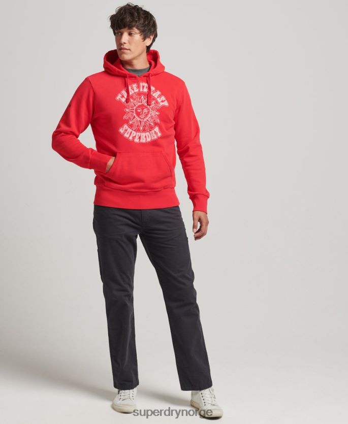 Superdry rød klær 86P46D759 psych rock hettegenser menn