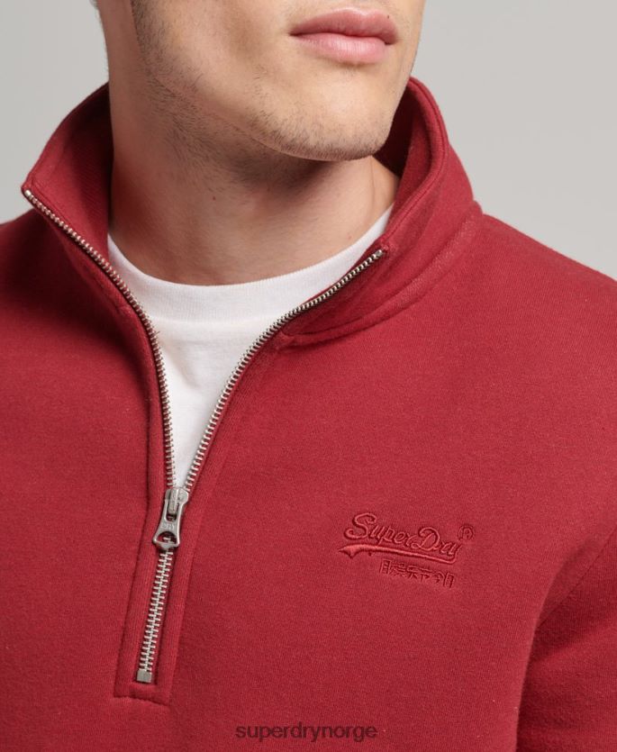 Superdry rød klær 86P46D773 genser med halv glidelås i økologisk bomull menn