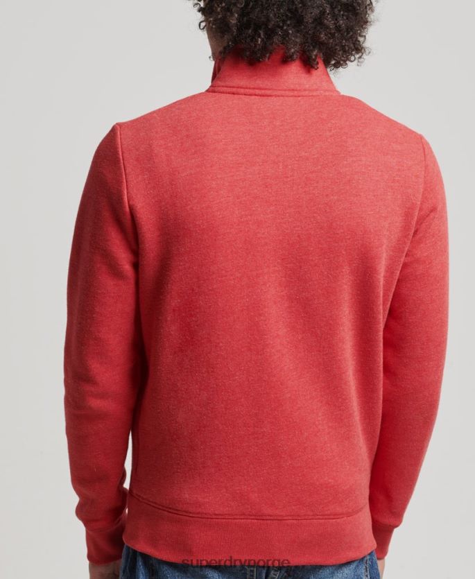 Superdry rød klær 86P46D810 banetopp med brodert vintagelogo i økologisk bomull menn