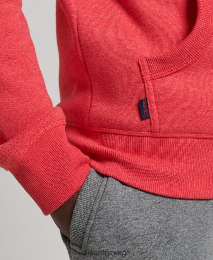 Superdry rød klær 86P46D827 vintage logobrodert hettegenser med glidelås i økologisk bomull menn