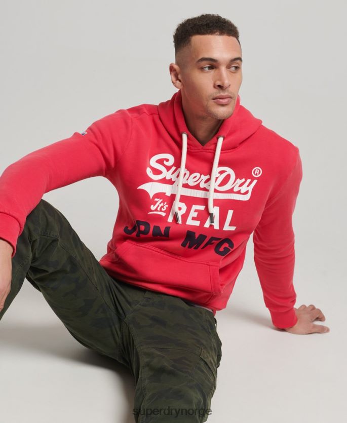 Superdry rød klær 86P46D894 vintage logo american classics hettegenser menn