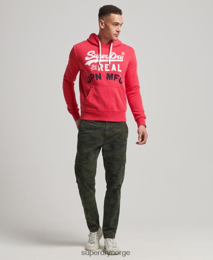 Superdry rød klær 86P46D894 vintage logo american classics hettegenser menn